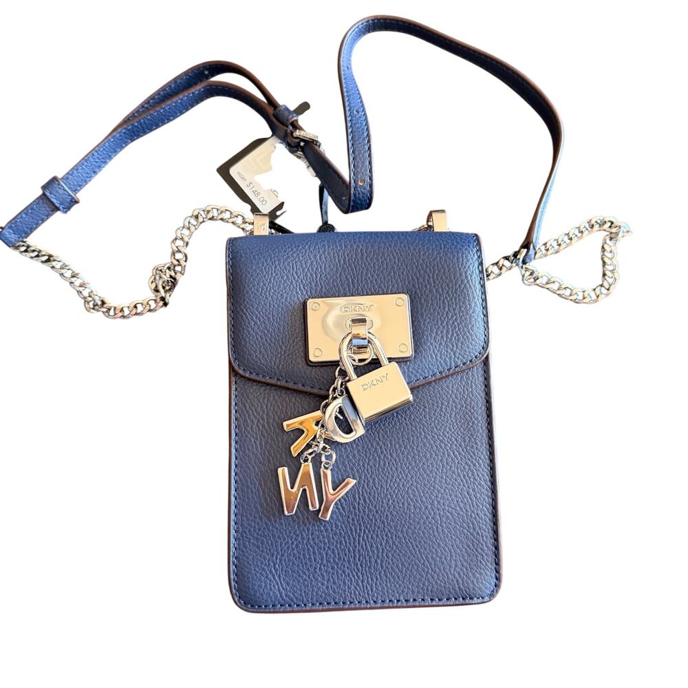 DKNY Blue Crossbody Blue Faux Leather Bag
